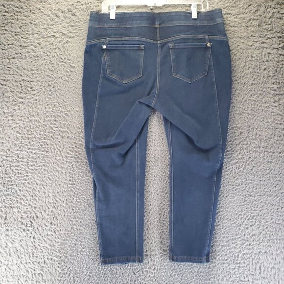 Luxe Denim Jeans Womens Large Petite Blue Skinny Ankle Button Detail Stretch - Picture 10 of 11
